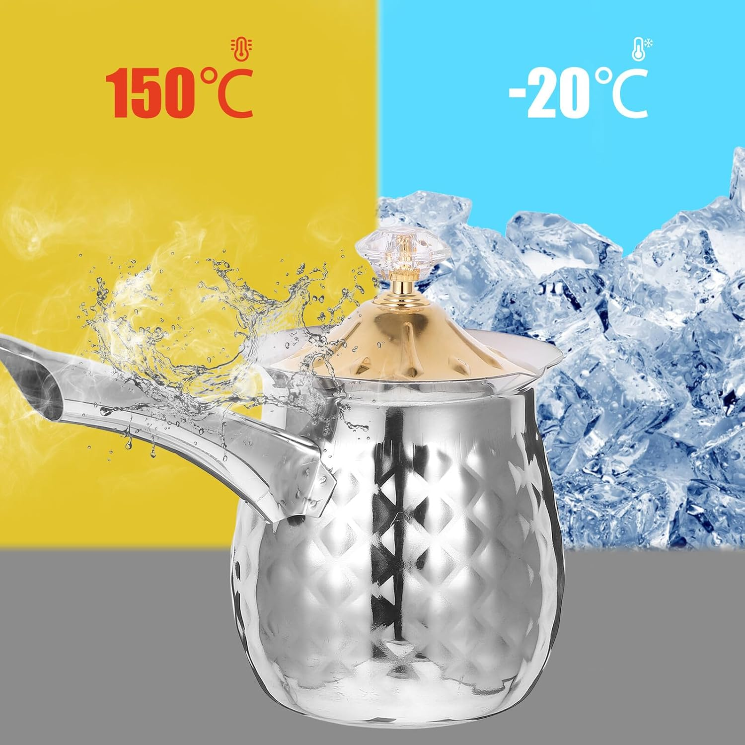 TEHAUX Wear-Resistant Stainless Steel Frothing Pitcher for Household Use Milk Steaming Cup with Smooth Anti-Rust Surface for Latte Art Espresso Cappuccino and Coffee Random Color image number 5