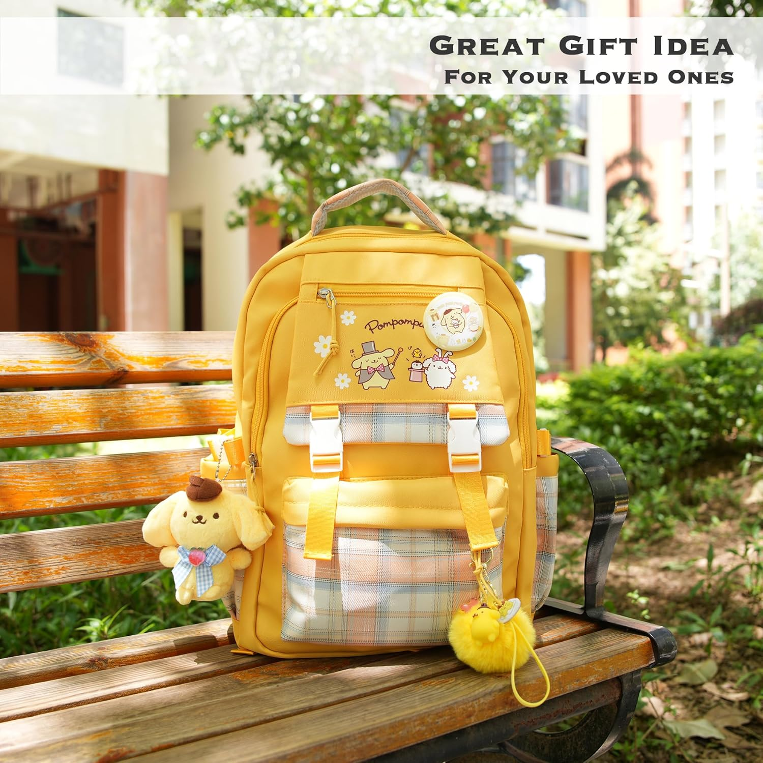 Juju Yellow Kawaii Backpack - Cute Kawaii Stuff Mochila Kawaii - Yellow Backpack - Cute Backpacks for Girls - Cute Backpack Kawaii Backpacks for School Girls - Cute Backpack for School image number 4