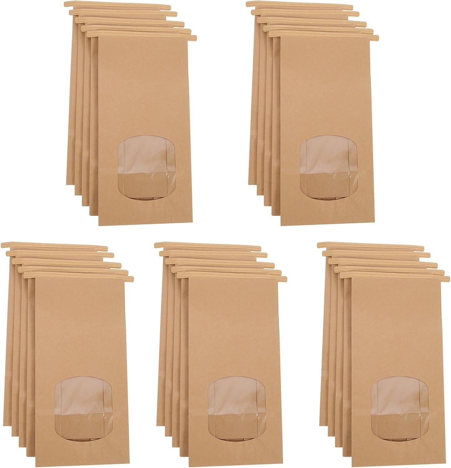 25 Pcs Kraft Paper Bakery Bags, 6.7X3.5X2.4In Food Storage Pouches with Transparent Window, Oil Proof, for Bread Loaf, Candies, Biscuits, Coffee Beans, Suitable for Parties Wedding image number 6