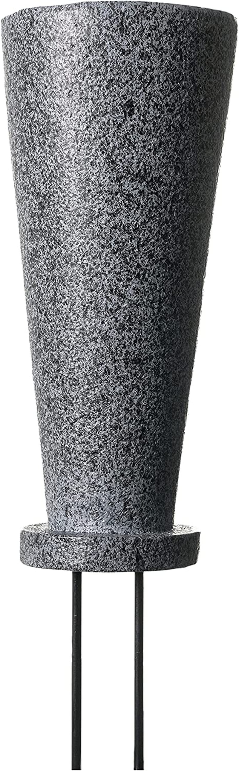 Cemetery Vase with Stakes-Plastic Flower Vases with 2 Ground Spikes, Draining Holes - for Garden, Lawn, Yard - Memorial Grave Decorations 12.7X3.4.X3.9, Black Granite Design image number 5