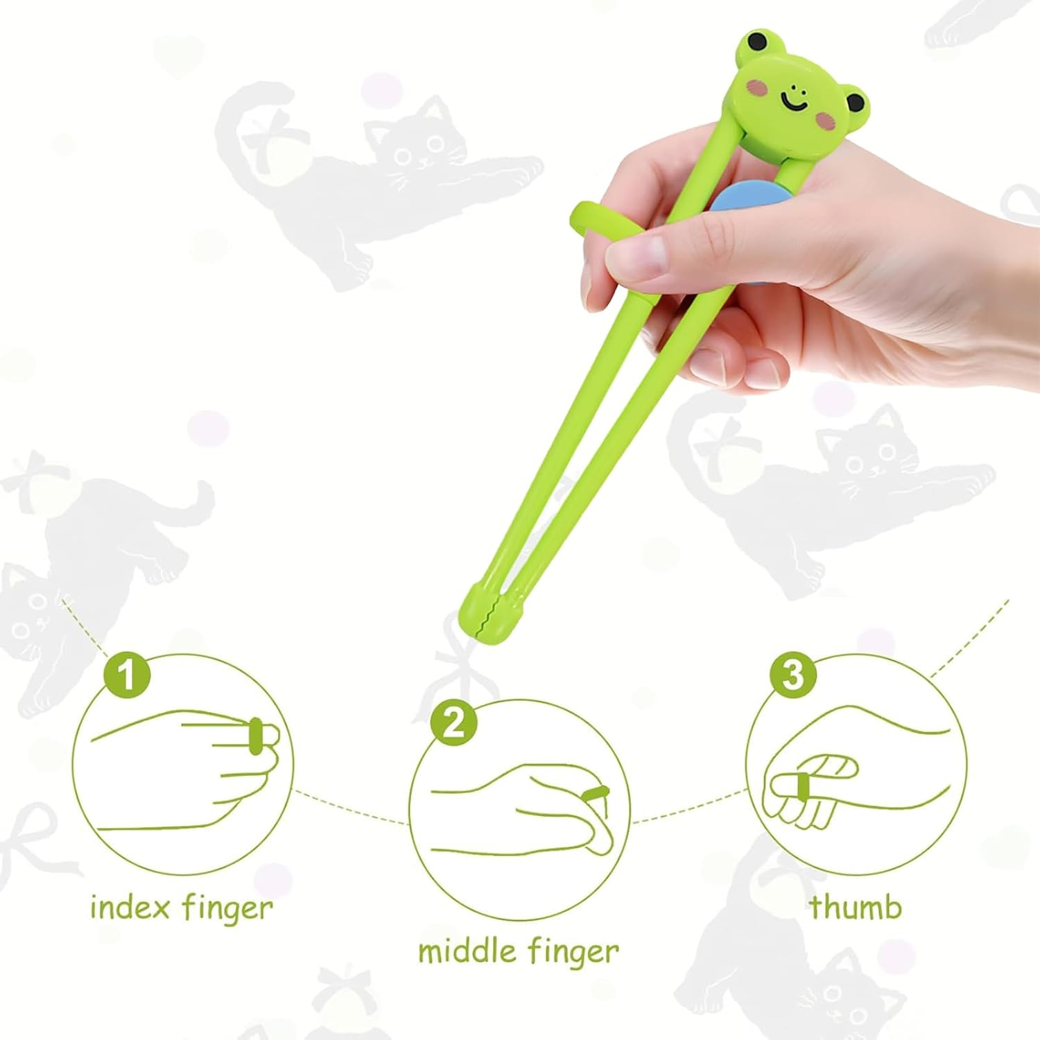 3 Pairs Training Chopsticks with Fun Animal Designs, Panda Bear Frog, ABS and Silicone Material, Ideal for Toddlers Learning to Use Chopsticks