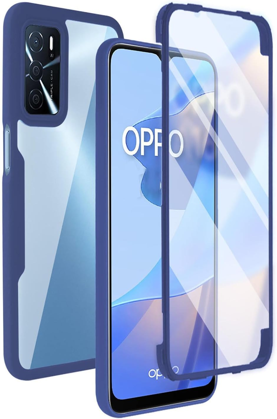 ILING Transparent Case for Oppo Reno 12 5G, 360 Degree Full Body Shockproof Protective Case with Built-In Screen Protector, Ultra Thin Hard PC Silicone TPU Mobile Phone Case (Black)