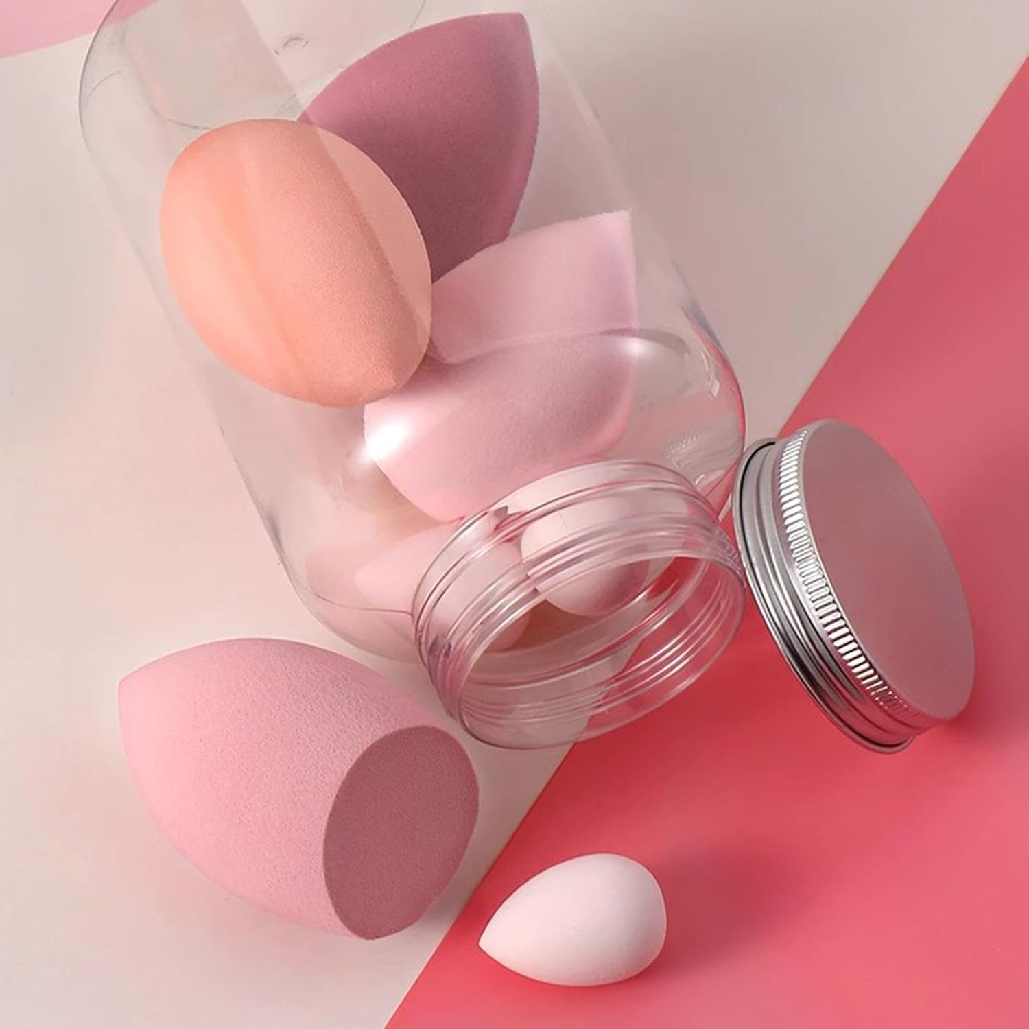 Multi Colored Mini Beauty Blender Sponges Set, 14Pcs Multi-Colored Makeup Sponges Sets,Makeup Sponge Blender Sponge Set for Liquid, Cream, Pink image number 5