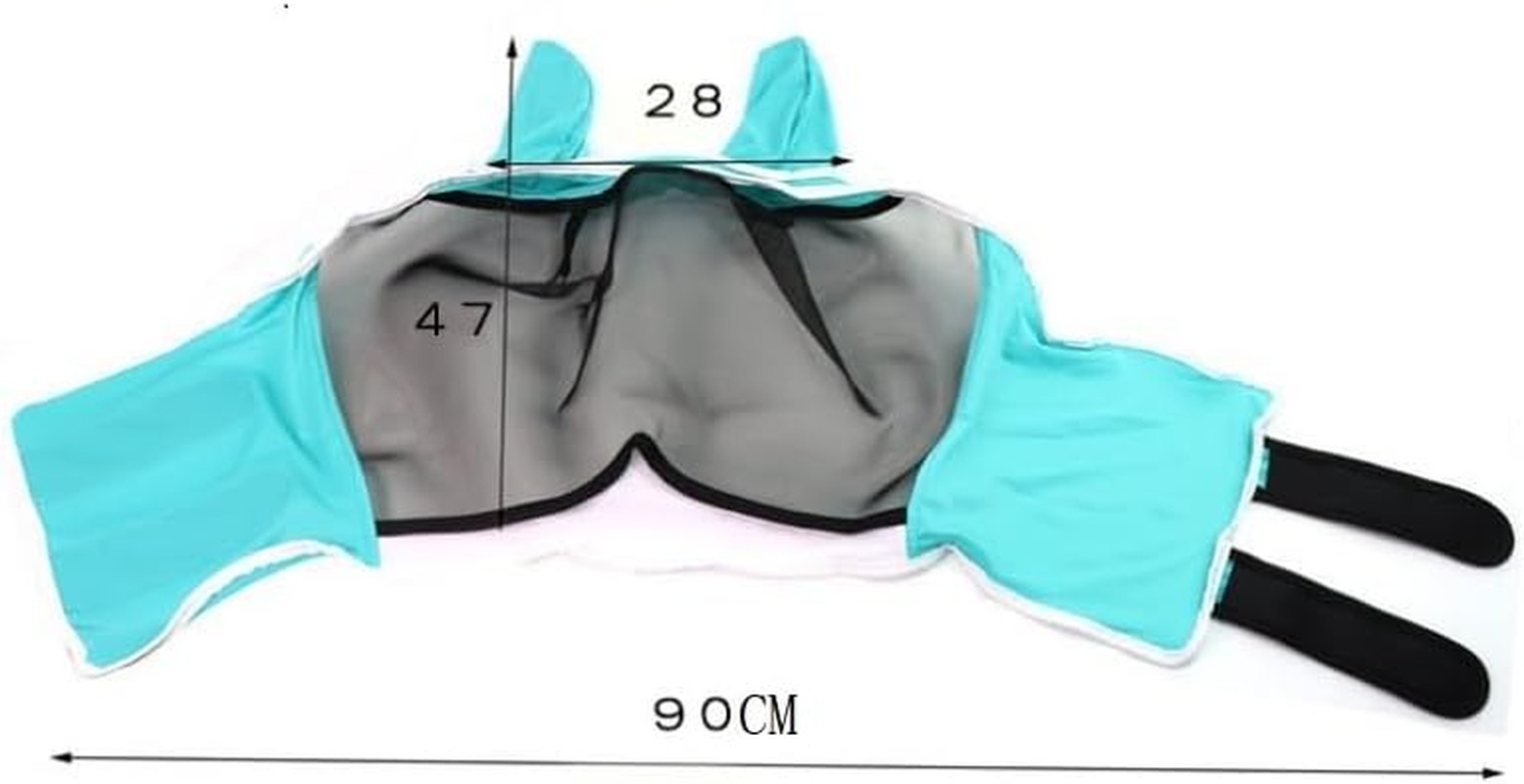 Horse Fly Mask with Ears, Fine Mesh Uv-Proof Fly Mask for Horses (Blue, One Size) image number 1
