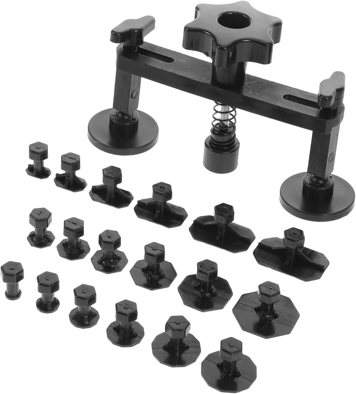 DINHEAROM Dent Tool Kit Suction Cup and 18 Black Glue Tabs for Small and Large Automotive Dents, Hail Damage Repair Set Suitable for Car Bodywork Maintenance image number 1