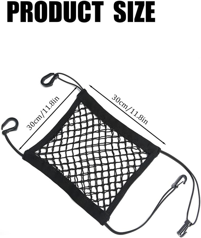 1 Pcs Car Front Seat Partition Stretchable Net, 11.8" X 11.8" Portable Storage Double Layer Coarse Net Clip-Installation Pet Anti-Fall Safety Barrier, Safety Travel Accessory (Black) (Large) image number 1