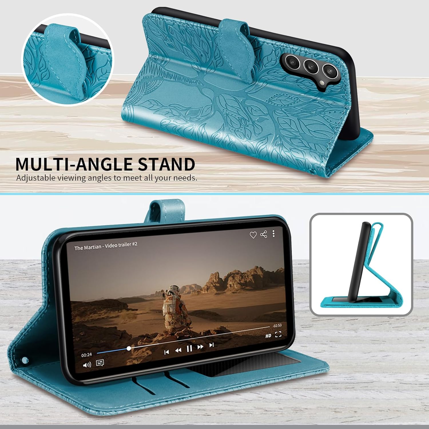 CXTCASE Case for Samsung Galaxy S25 FE PU Leather Folio Flip Cover with Card Slots, Magnetic Wallet Phone Case for Samsung Galaxy S25 FE - Blue image number 2