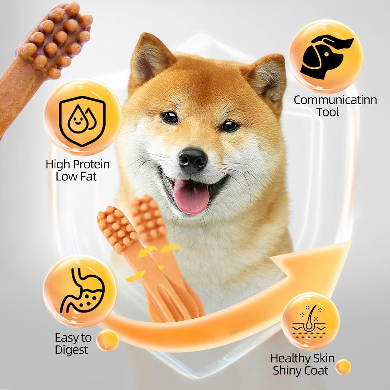 Dog Chew Toy-Toothbrush Shape Treats, Natural Chews, Long Lasting Chews Stick for Training & Healthy Teeth