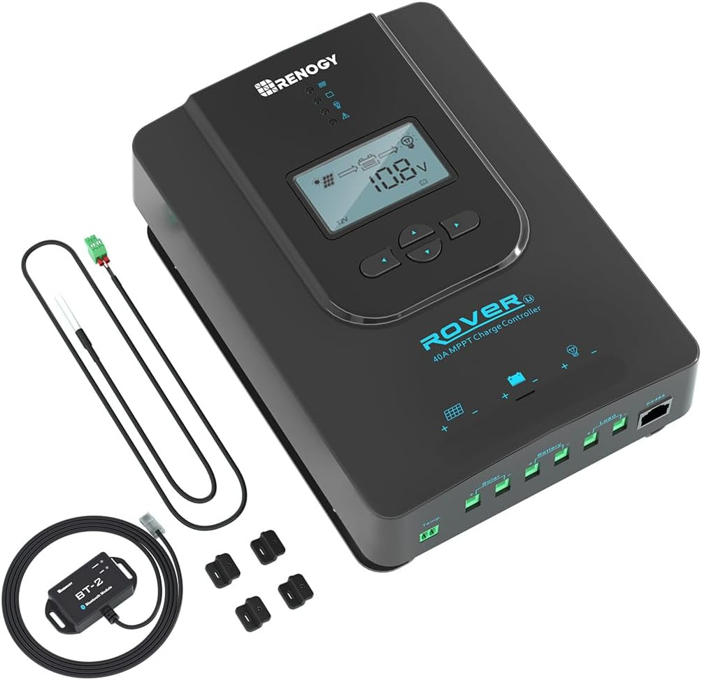 Renogy Rover Li MPPT 12V/24V 40 Amp Solar Panel Charge Controller Regulator with Bluhtooth, for AGM Gel Flooded Lithium Battery image number 1