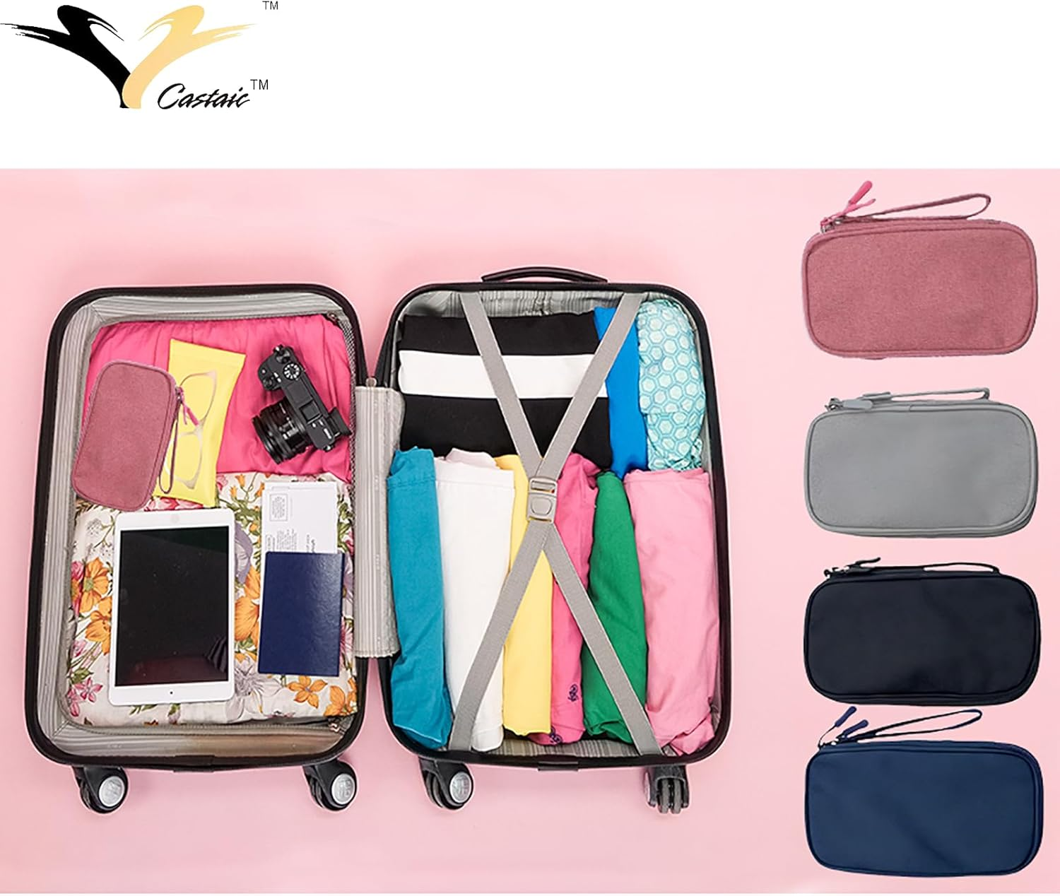 Castaic Travel Accessories Organizer Case Bag,Portable Waterproof Double Layers All-In-One Storage Bag for Cable, Cord, Charger, Phone,Sd Card,Power Adapter (Black) image number 5