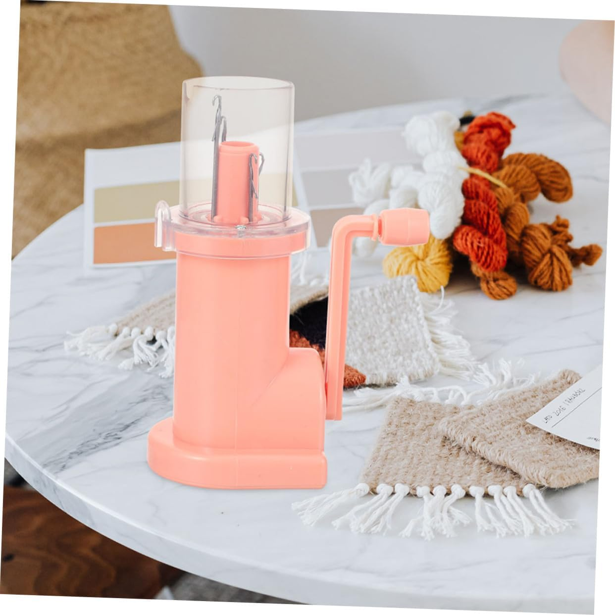 Operitacx 2 Set Rope Braiding Machine Hand Spool Knitter Machine Manual Spool Knitter Yarn Winder Tool Pink Metal image number 1