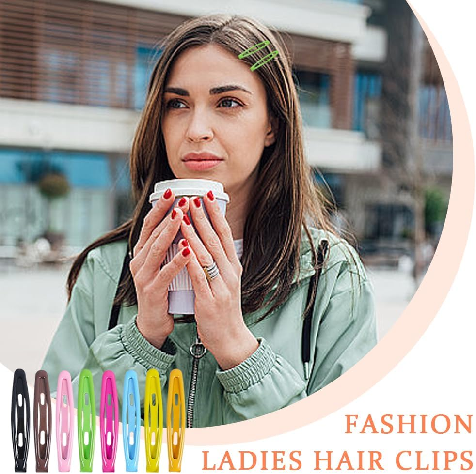 TRKETK 24 Pcs Hair Clip Snap Barrettes for Women Metal Non Slip Practical and Stylish Matte Flat Hairs Accessories Cute Head Clip Waterdrop Hairpin for Thick and Thin Fine All Hairstyle (8 Colors) image number 3
