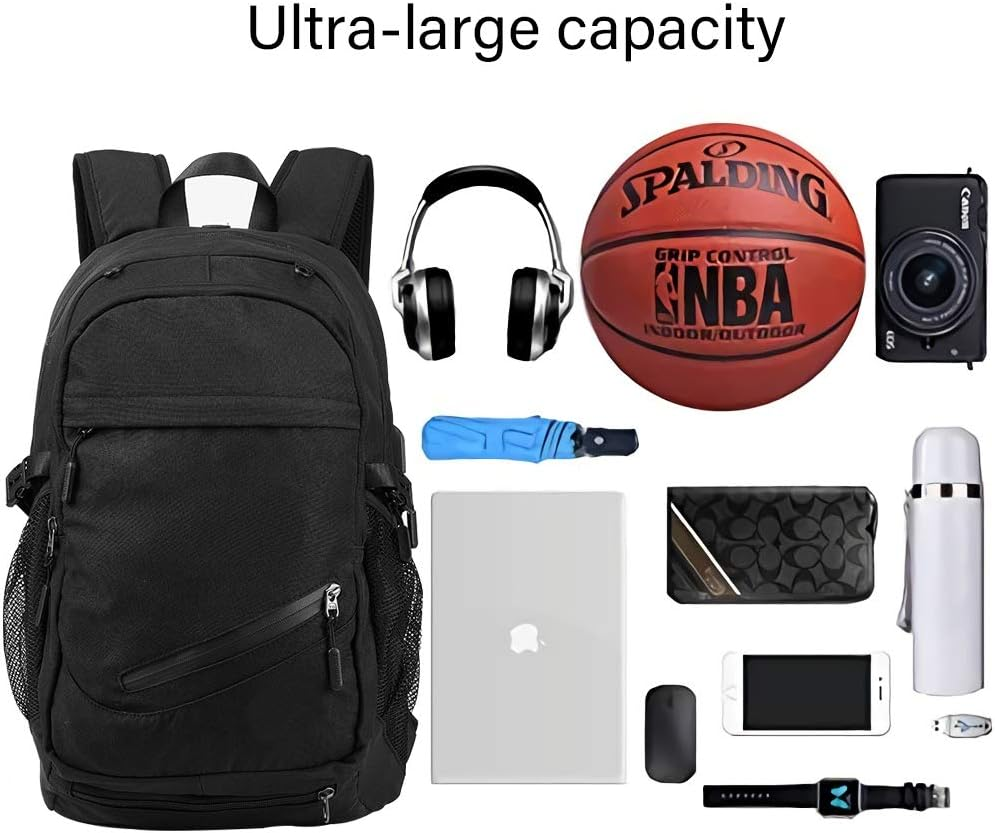 Basketball Backpacks Sports Bags for Football, Soccer with Ball Compartment Laptop Computer Backpack with USB Charging & Headphone Port Fit 15.6 Inch Notebook for Men Women Youth image number 1
