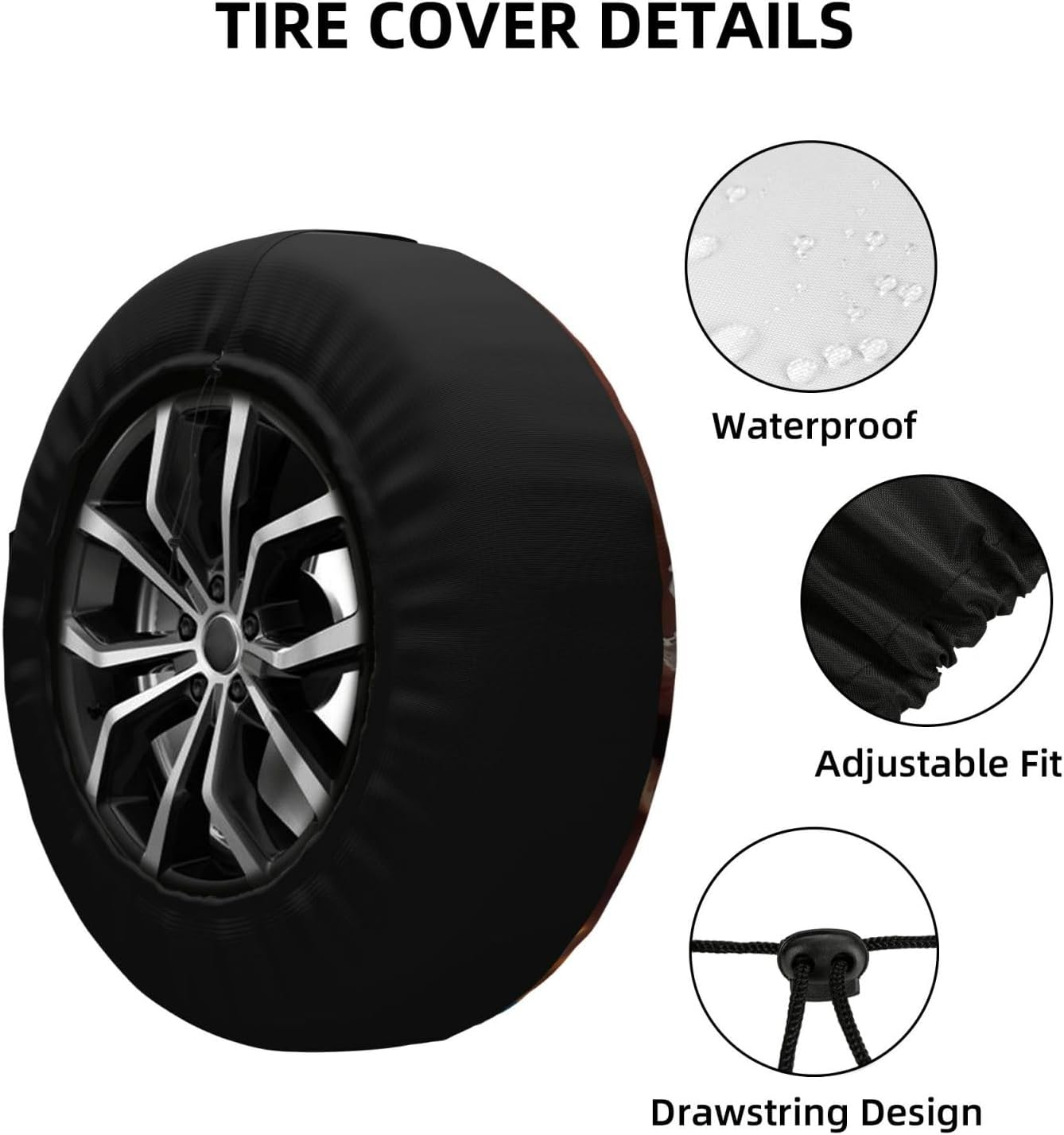 14 Inch Tire Cover Sunset Beach Weatherproof Spare Tire Covers Dustproof Wheel Protectors Universal Fit for Rv Trailer SUV Truck Camper image number 4