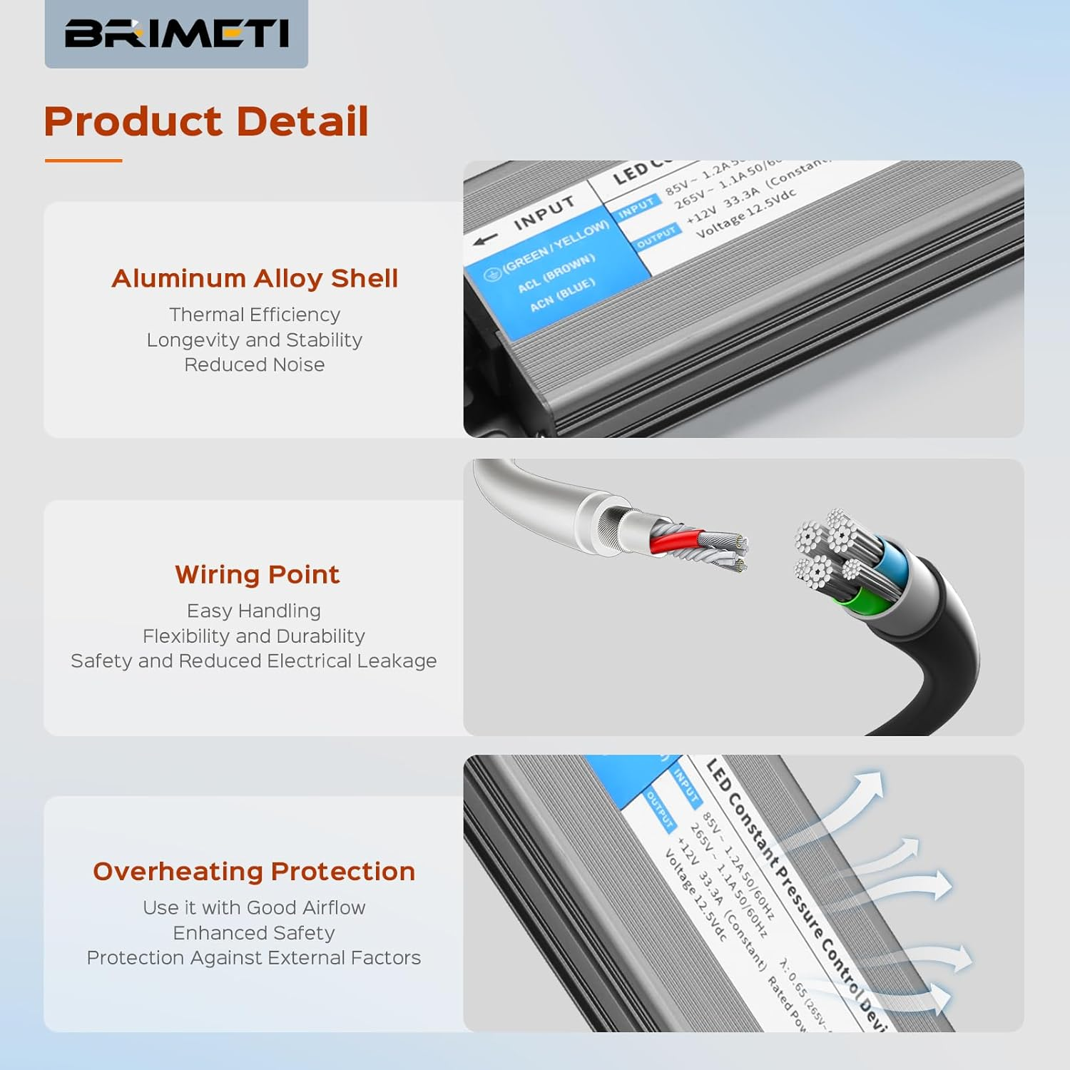 12V 60W LED Transformer 5A LED Driver Waterproof IP67 Outdoor AC 240V to 12 Volt DC LED Light Strip Constant Low Voltage LED Power Supply