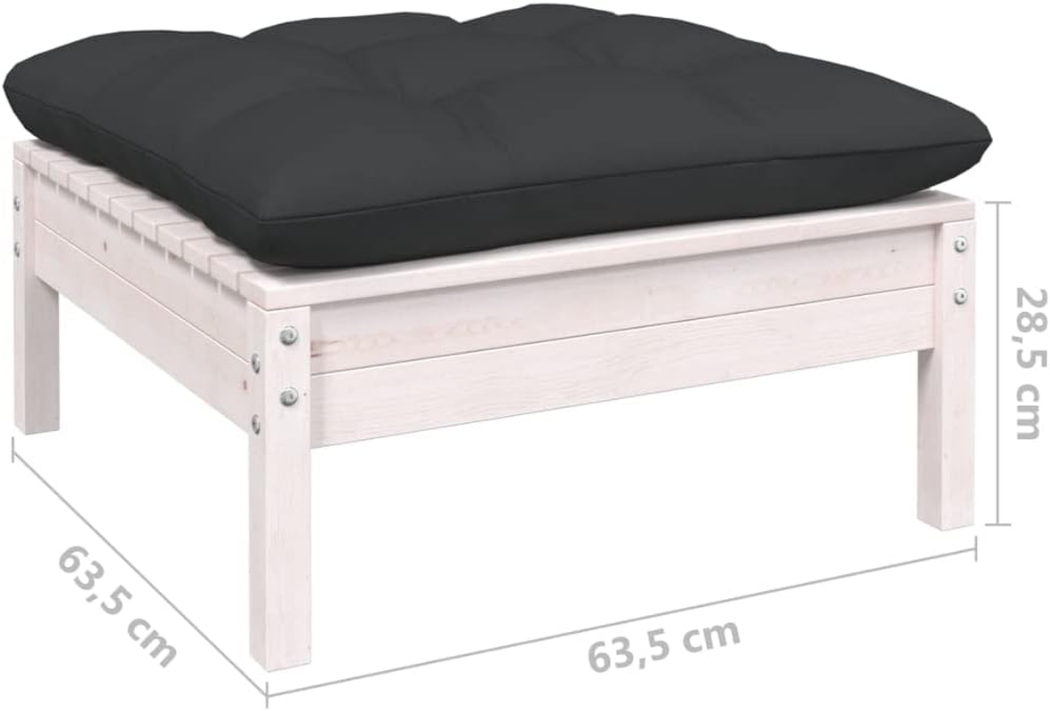 Vidaxl Solid Pinewood Garden Lounge Set 5 Piece with Cushions Outdoor Terrace Balcony Seat Seating Sitting Chair Lounge Sofa Furniture White image number 5