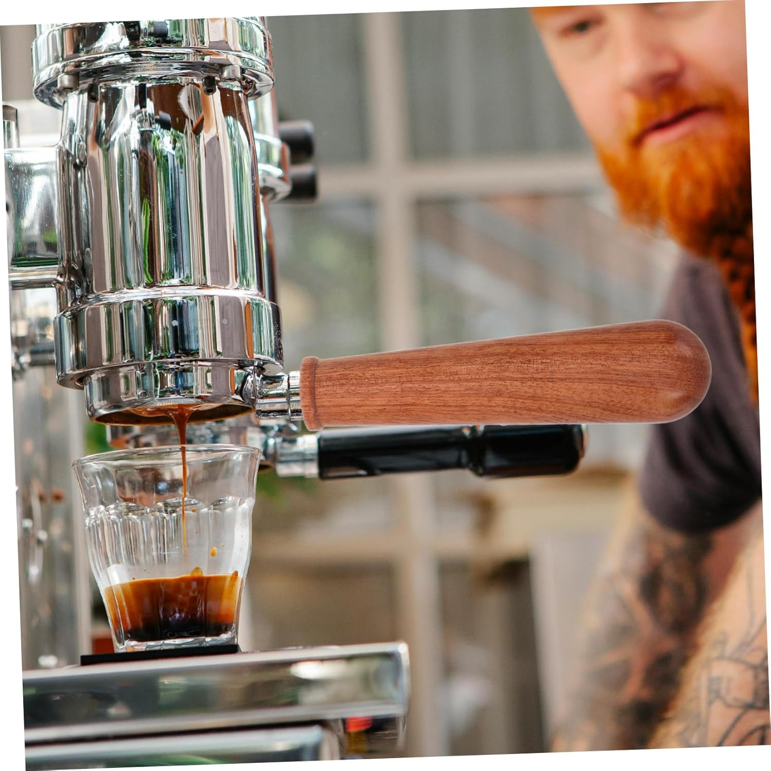 Gatuida Portafilter Handle for Coffee Maker M10 Bottomless Espresso Portafilter Wooden Handle Replacement Coffee Machine Parts for Home and Cafe Use image number 2