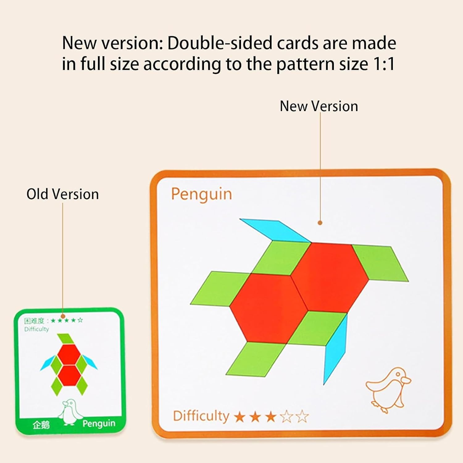 155 PCS Wooden Pattern Blocks Set Geometric Shape Puzzle Kindergarten Classic Educational Montessori Tangram Toys for Kids Ages 4-8 with 12Pcs Double Side Cards image number 1