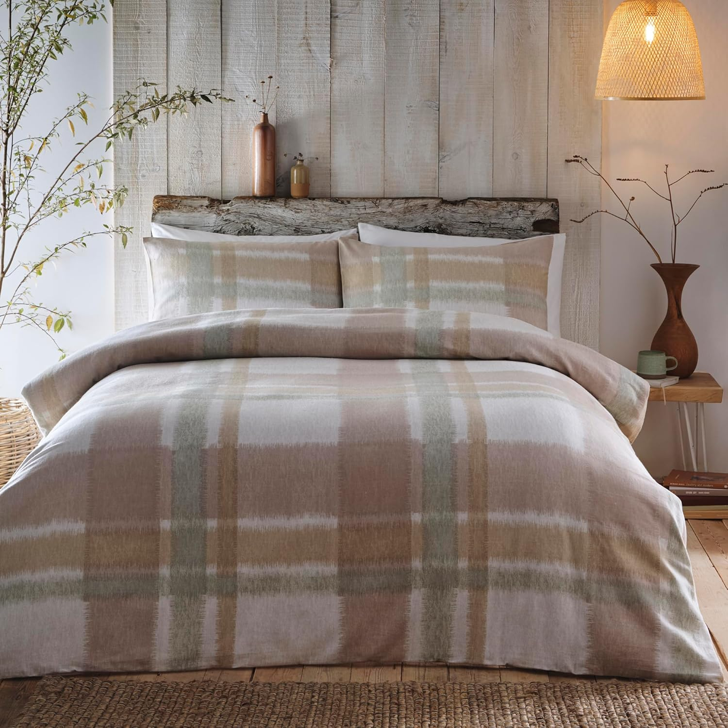 Appletree Verbier Blue Flannelette Duvet Cover &ndash; Single Size (135X200Cm) &ndash; 100% Brushed Cotton &ndash; Super Soft Tartan Bedding &ndash; Light Blue Check &ndash; Sky Blue Plaid Bed Set &ndash; 1 Pillowcase Included