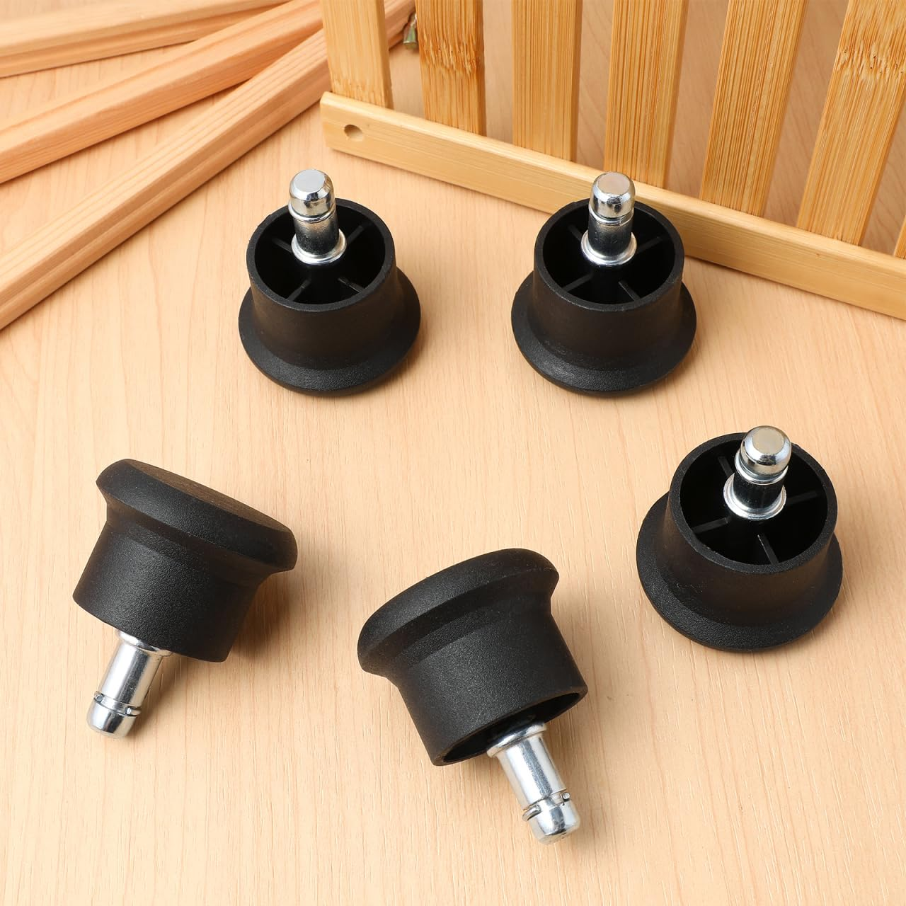 OHPHCALL 5Pcs Furniture Chair Glides for Office and Home Replacement Castors for Swivel Chairs Anti-Slip Floor Protectors in Black image number 4