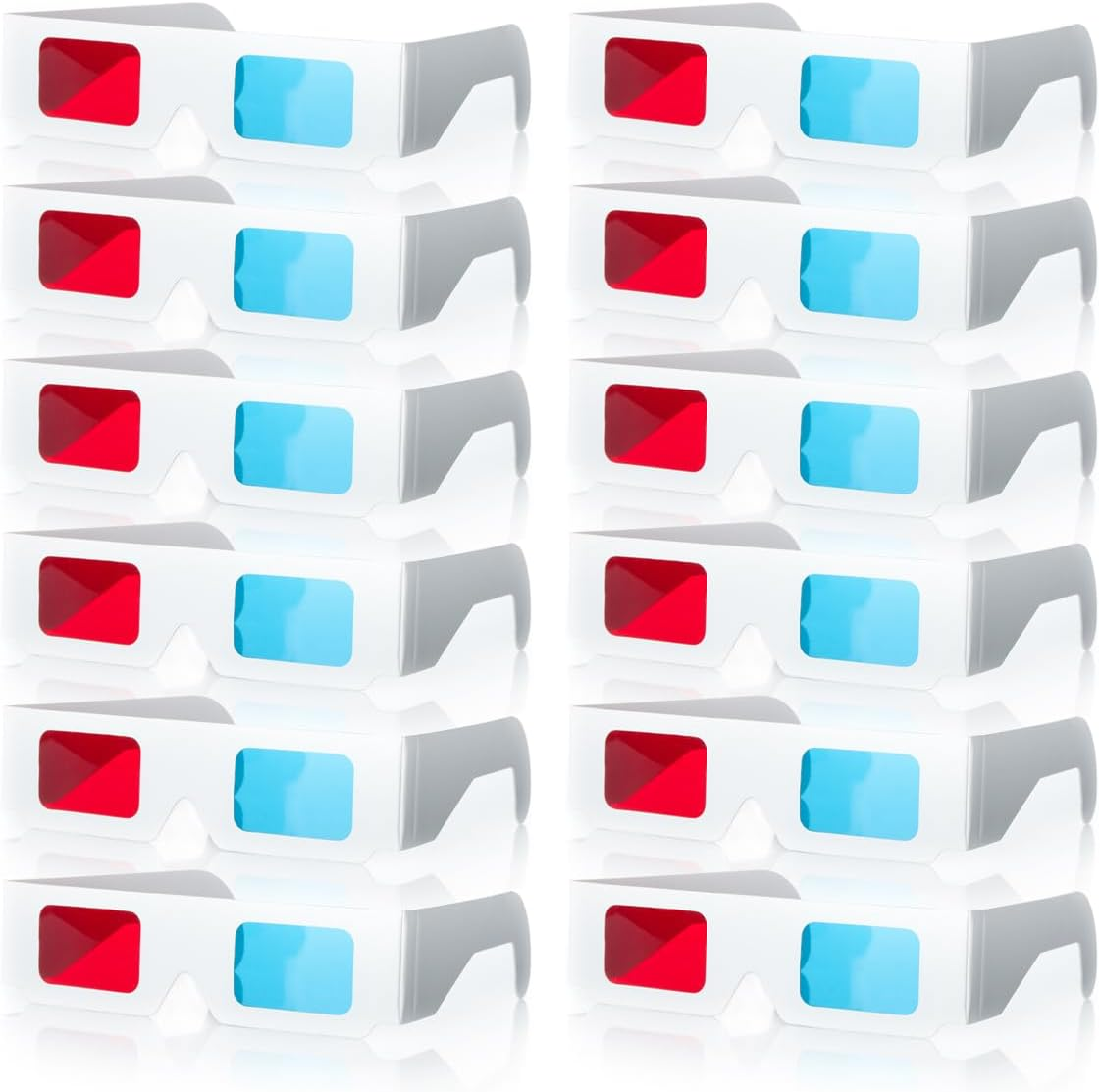 3D Cardboard Glasses, 20 PCS 3D Glasses Red and Cyan White Frame Anaglyph Cardboard for TV Movie Game image number 4