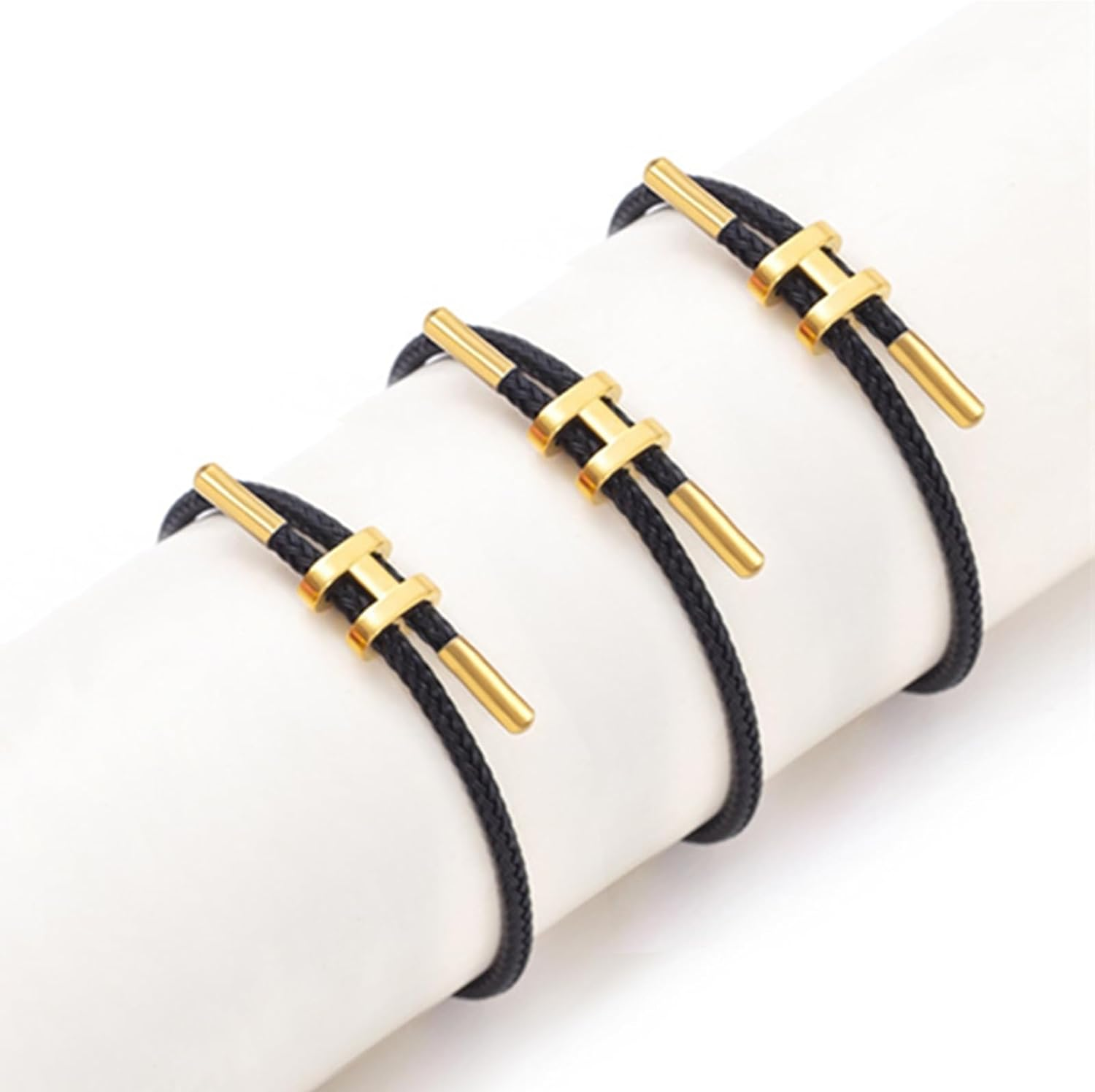 Simple Titanium Rope Steel Wire Bracelet with Adjustable Design Polished H Shape Clasp Bracelet Outdoor Casual Minimalist Fashion for Women Men (Black)