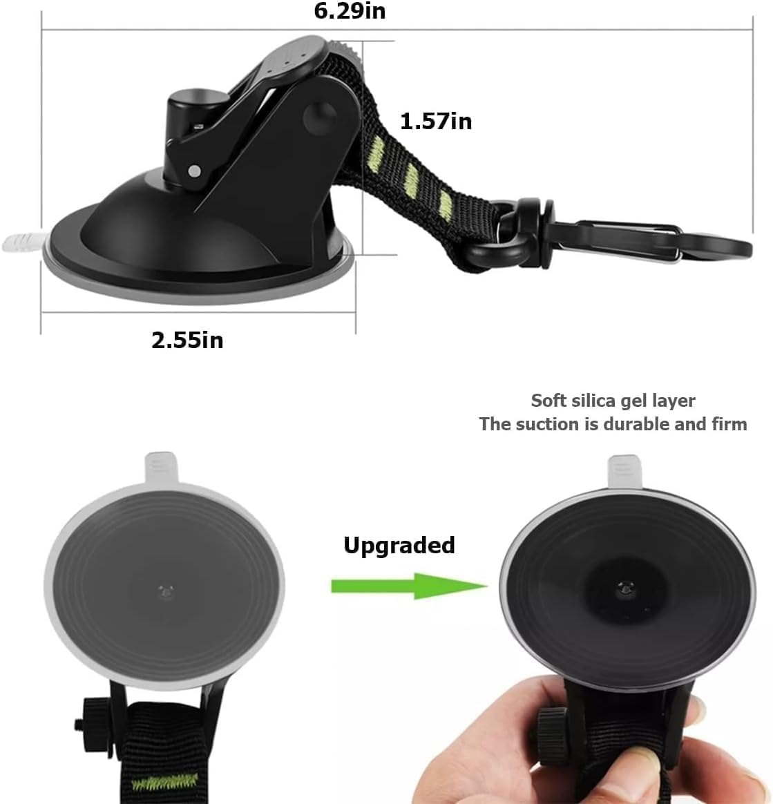 4PCS Heavy Duty Suction Cups with Hooks, Car Camping Tie down Tarp Accessory, Strong Power Viscous Silicone and Securing Hook, Universal for Car Awning, Boat, Camping (Black, Pack of One) image number 1