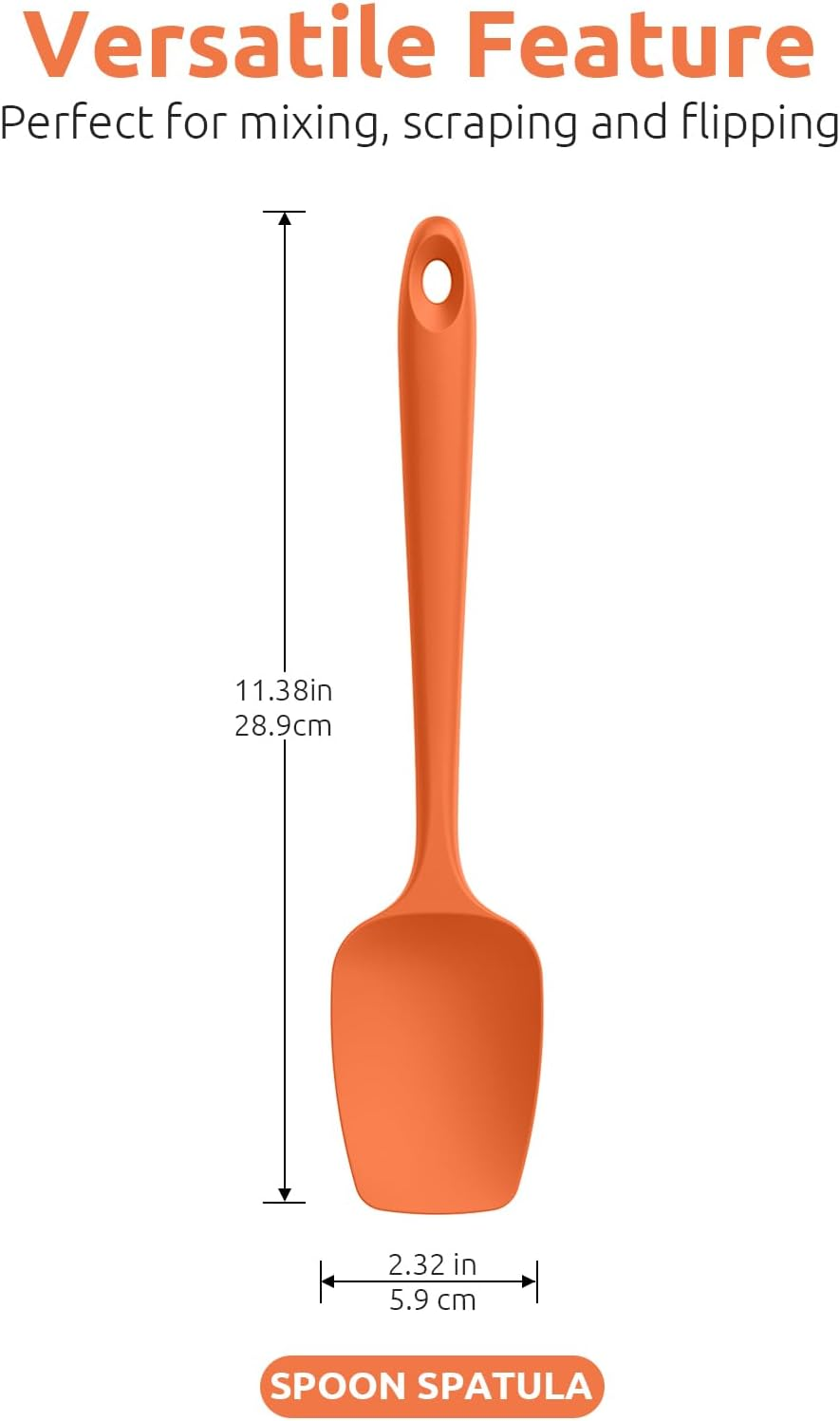 U-Taste Silicone Spoon Spatula Set, 315℃ High Heat Resistant Bpa-Free Flexible Rubber Scraper, Cooking Mixing Baking Kitchen Utensils Set of 3 (Orange) image number 5
