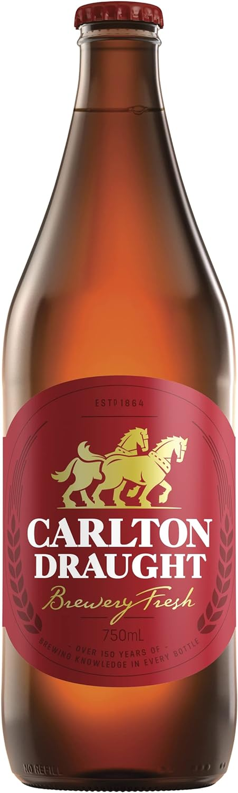 Carlton Draught, Full Strength Beer with Crisp Finish, Classic Australian Lager, 4.6% ABV, 750Ml (Case of 12 Long Neck Bottles) image number 4