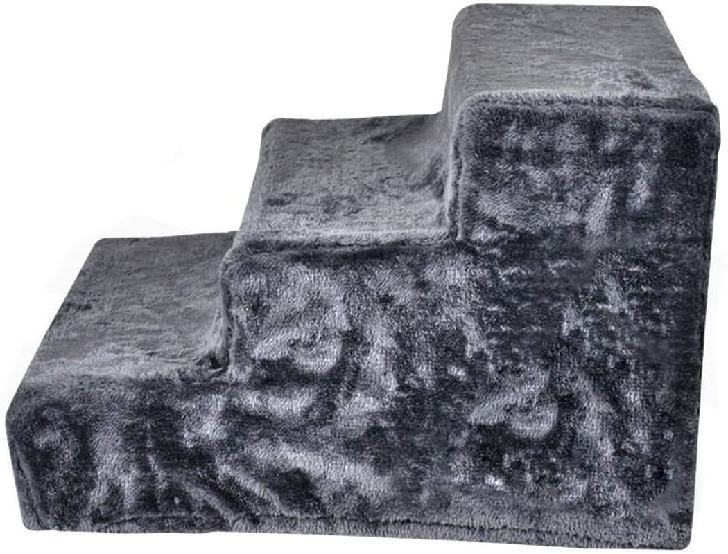 Portable Pet Soft Plush 3 Steps Ladder Dog Cat Stairs Ramp Washable Cover image number 3