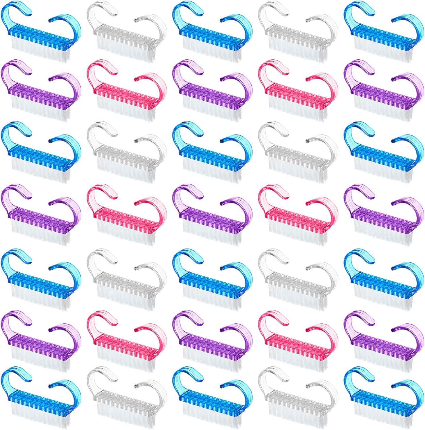 200 Pcs Handle Grip Nail Brush Fingernail Scrub Cleaning Cleaner Nail Brushes Scrubber Bulk for Men Women Hands Feet Toes and Nails Pedicure, 4 Colors image number 1