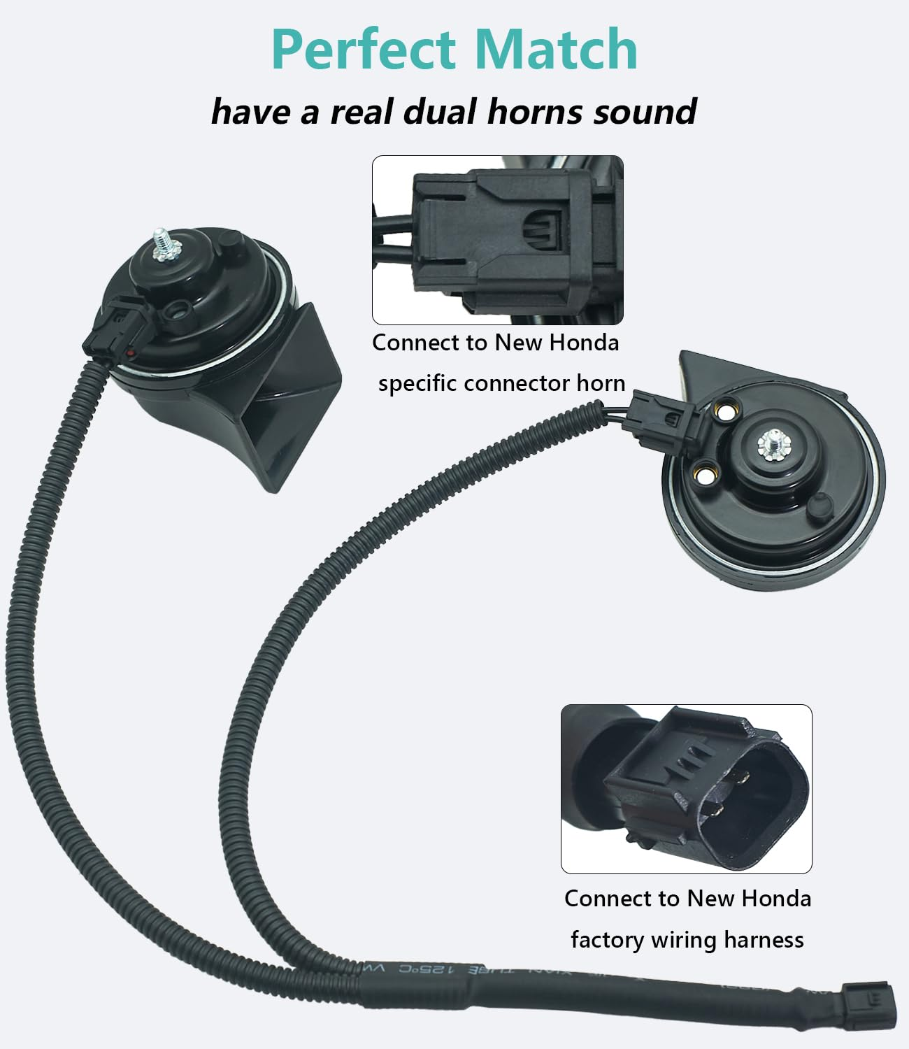 Car Horn 1-2 Connector Converter Wiring Harness Splitter Adapter for Honda Civic 2016-, CR-V 2017-, HR-V 2023-, Insight 2019-, 2019-, Dual Tone Horn Upgrade Type Y (New Honda) image number 5