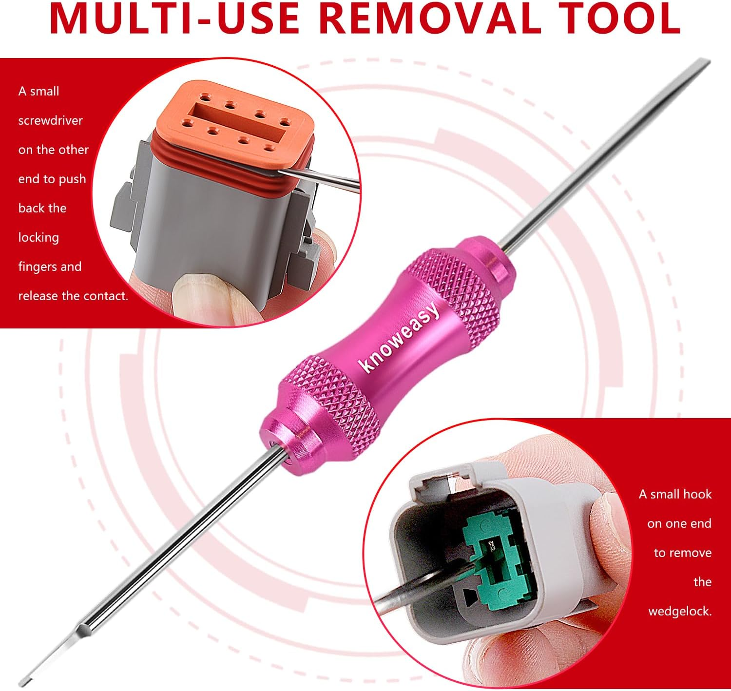 Knoweasy Deutsch Crimper Kits for Deutsch DT Connectors: Close Barrel and Open Barrel Crimper, Deutsch Removal Extraction Tool, Weather Pack Terminals - Includes 12PCS image number 2