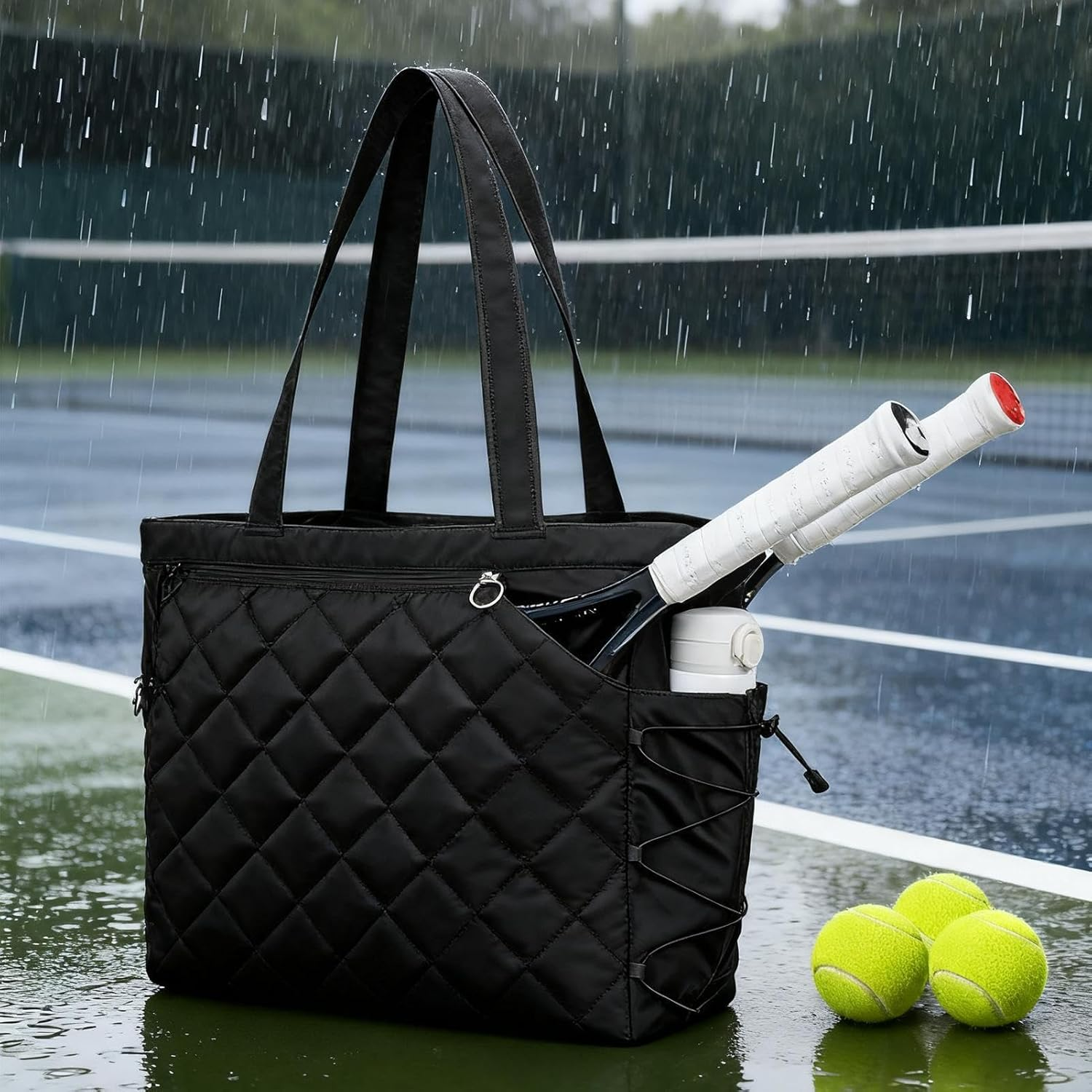 Large Tennis Tote, Portable Sports Storage for Rackets and Sneakers, Exercise Gear Organizer with Hydration Compartment, Spacious Workout Bag for Training, Travel, Fitness, Weekend Use, 17.32 Inches image number 6