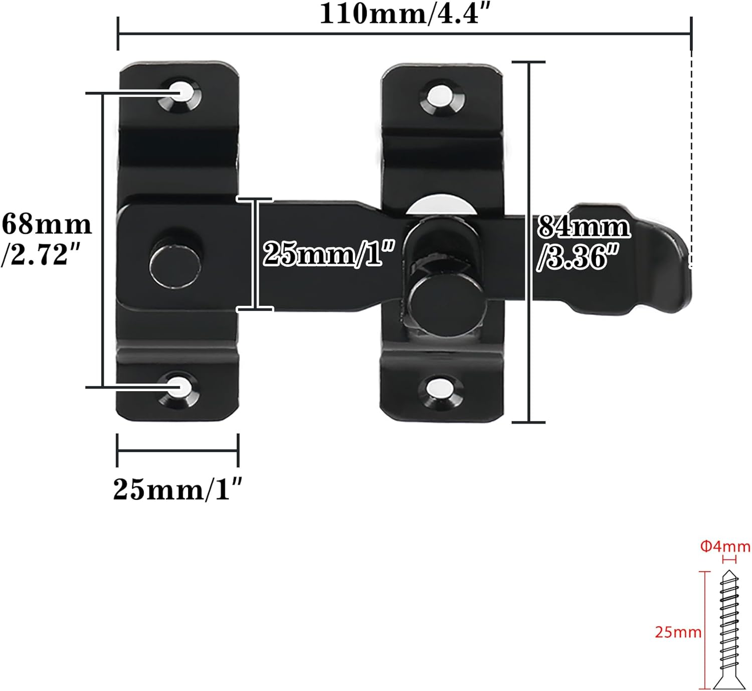 Alise Flip Latch Gate Latches Safety Door Lock Catch for Barn Wood Fence Sliding French Doors,Heavy Duty Thicker Stainless Steel Gate Hardware Locks,Black image number 1