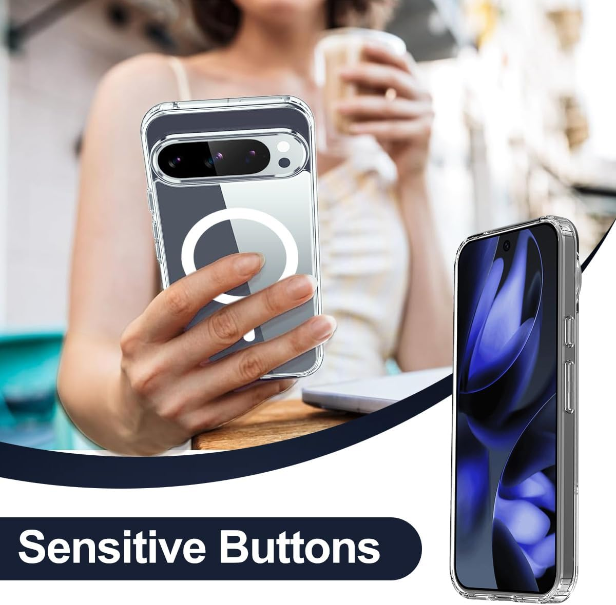 T Tersely Magnetic Case for Google Pixel 10 Pro XL 2025, Compatible with Magsafe, Scratch-Resistant Back, Anti-Scratch Clear Back Magnetic Phone Cover image number 2