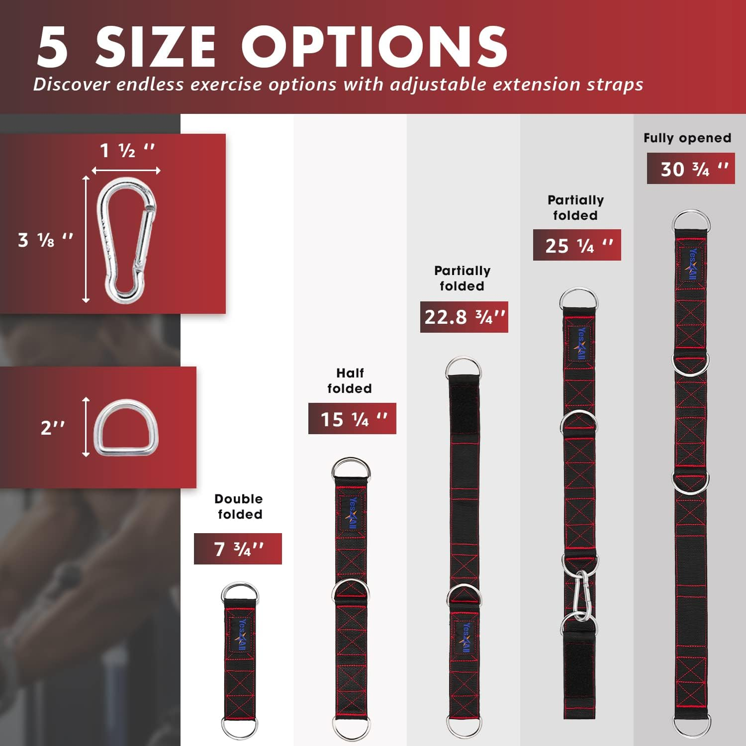 Yes4All Tricep Extension Strap/Adjustable Length and Multifunctional Usage Tricep Pull down Rope/Cable Attachments Straps for Greater Range of Motion/Home Gym Fitness Strap Cable Machine image number 2