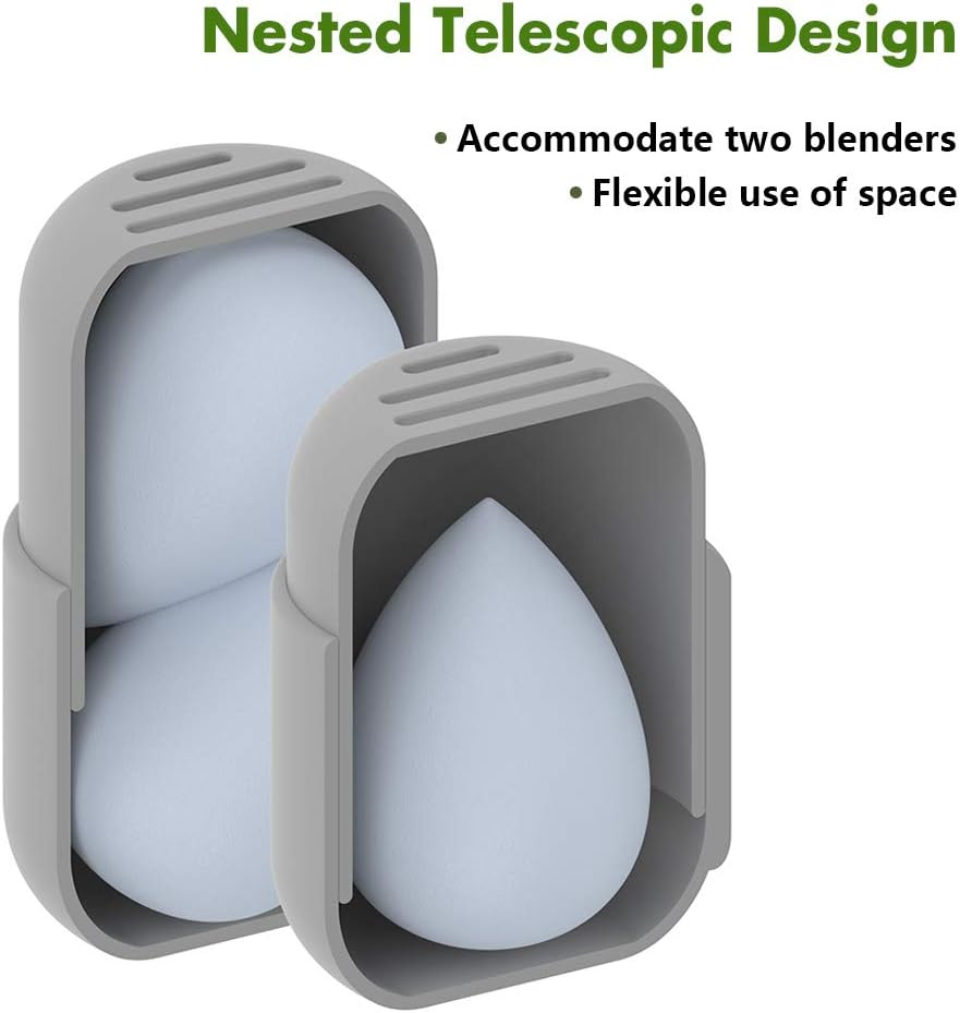 BEZOX Makeup Sponge Holder, Silicone Beauty Sponges Case for Travel, Face Blender Cover Carrying Container(Blender NOT INCLUDED) - Grey image number 6