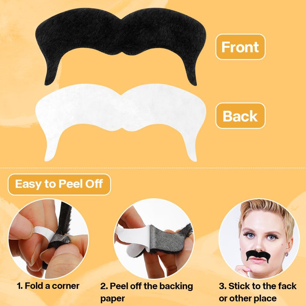 48 Pcs Fake Mustache Fake Moustache Mustaches Self Adhesive Stick on Mustache Fake Beard Black Mustache Costume&hellip; image number 3