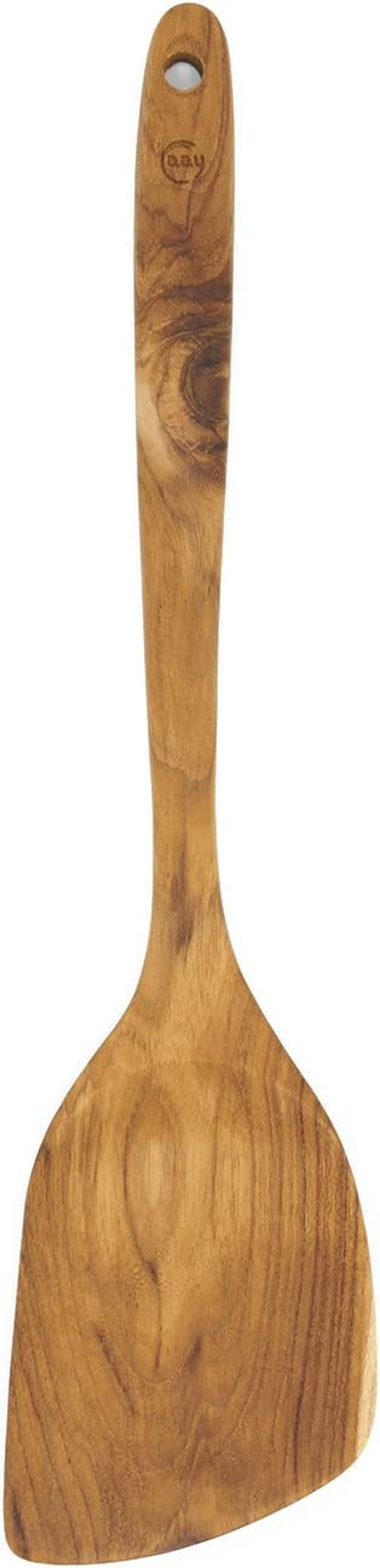 FAAY Teak Wooden Utensils, Healthy Spoon and Spatula Handcraft from High Moist-Resistance Teakwood for Non Stick Cookware (Corner Spoon - Right Hand)
