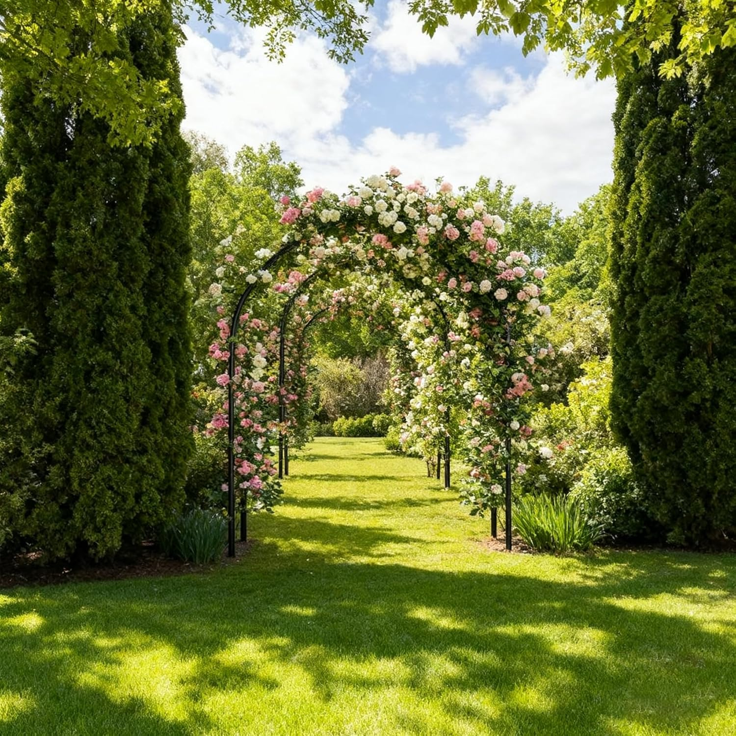 Metal Arch Frame, Metal Pergola Arbor, Garden Trellis for Various Climbing Plants Wedding Garden Bridal Party Decoration, Black image number 3