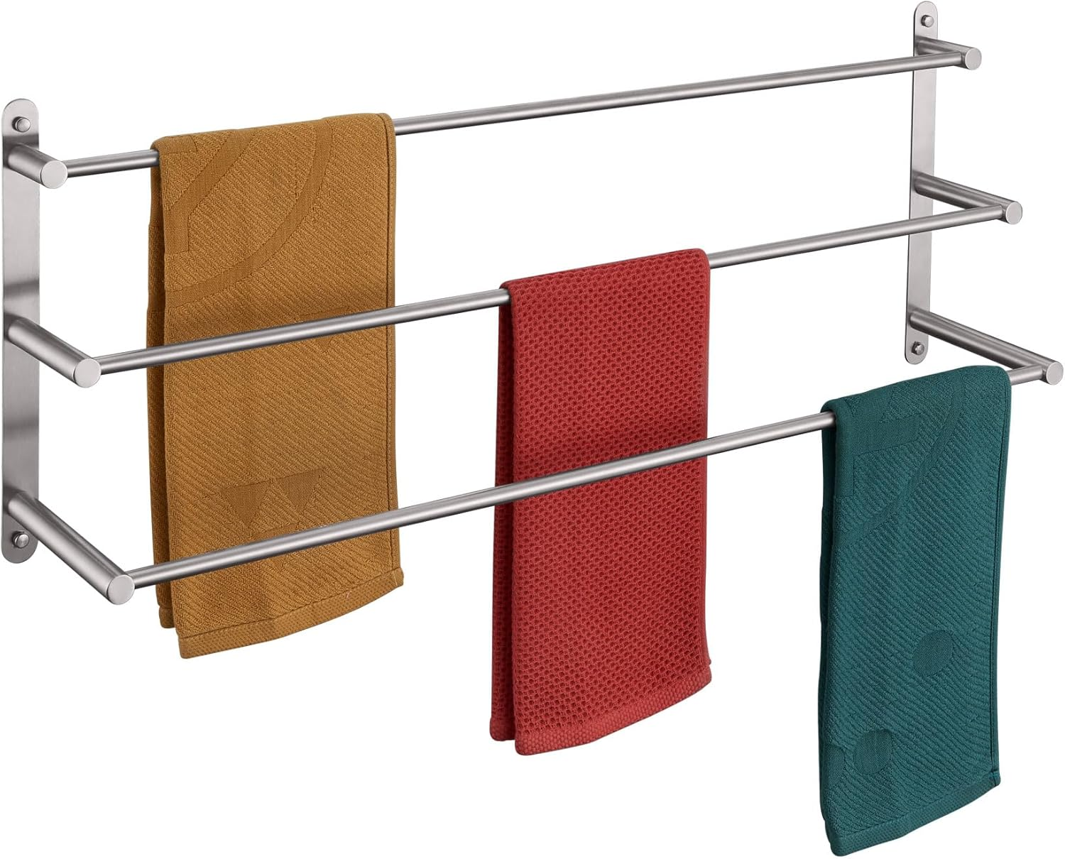 KOKOSIRI Bath Towel Bars Bathroom 3-Tiers Ladder Towel Rails Wall Mounted Towels Shelves Rack Stainless Steel, Polished Chrome, B5002CH