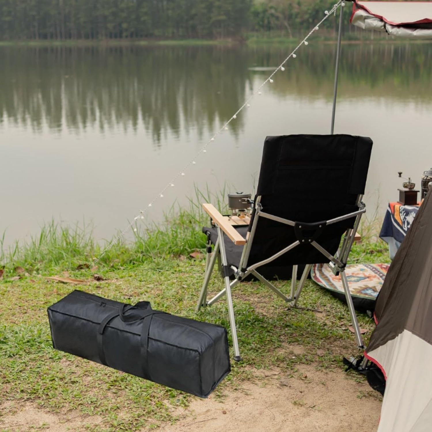 Large Travel Duffle Bag Camping Sports Equipment Storage Dustproof with Zipper Long Luggage Bag Waterproof for Gym Black image number 1