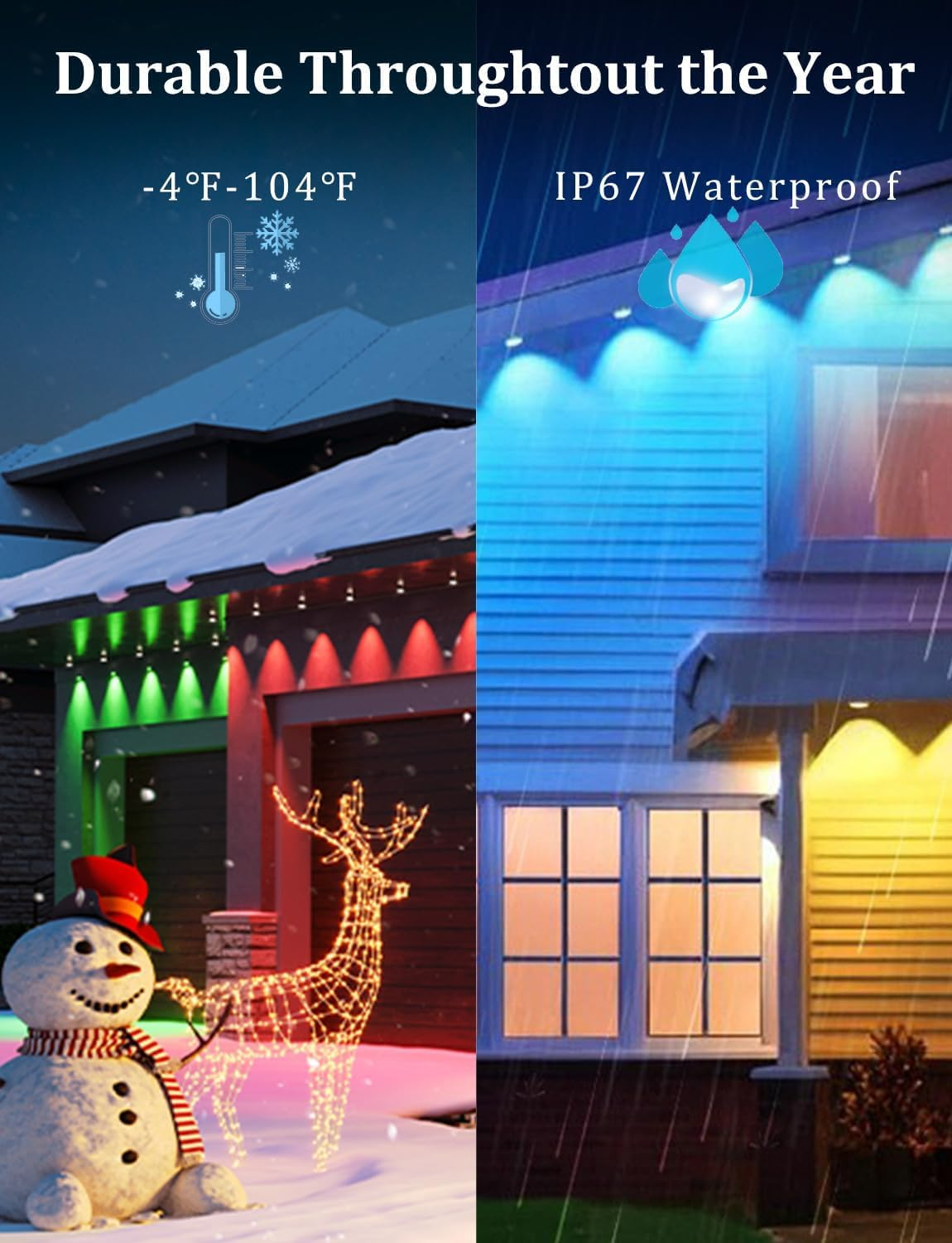 Permanent Outdoor Lights,Tonglin 30 Meters with 36 LED Lights for Daily and Accent Lighting,App Control, IP67 Waterproof String Light for House for Christmas, Halloween, Holiday, Party
