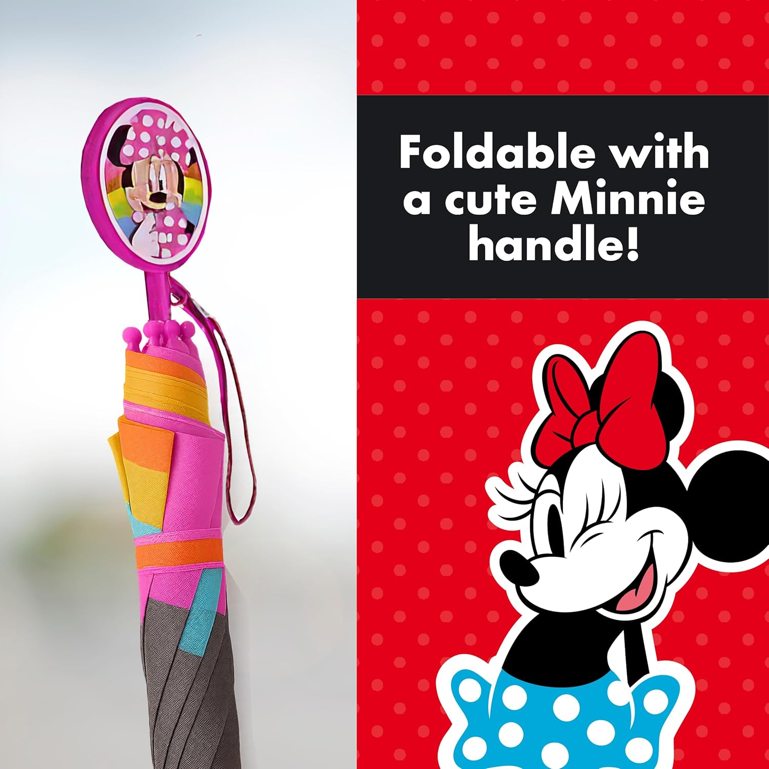 Disney Kids Umbrella, Frozen/Princess/Minnie Mouse Toddler and Little Girl Rain Wear for Ages 3-6