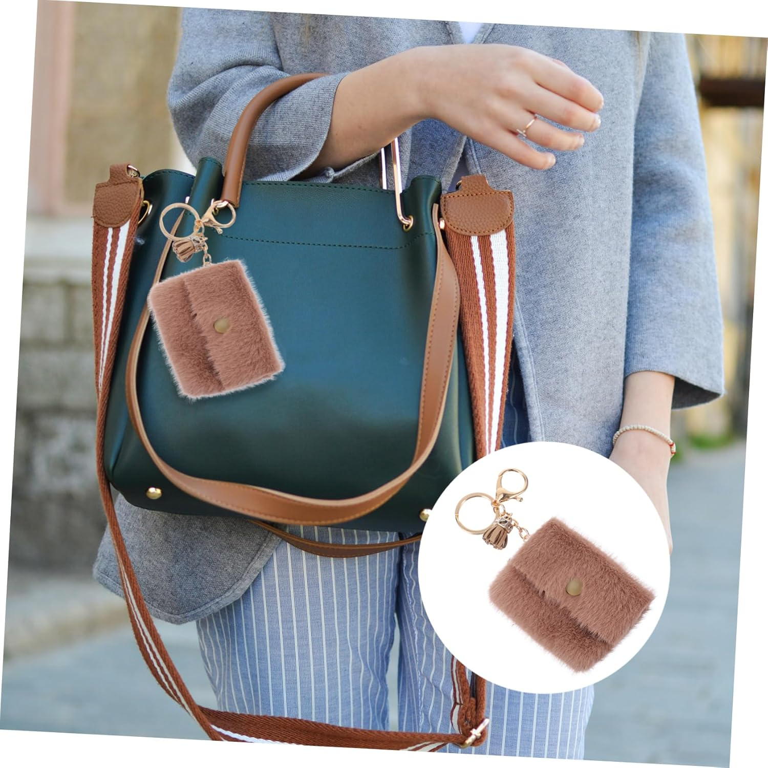 VALICLUD 2Pcs Mini Coin Purse Keychain Adorable Candy Bag Design Key Ring Money Pouch for Keys Handbag Accessories - Pink image number 3