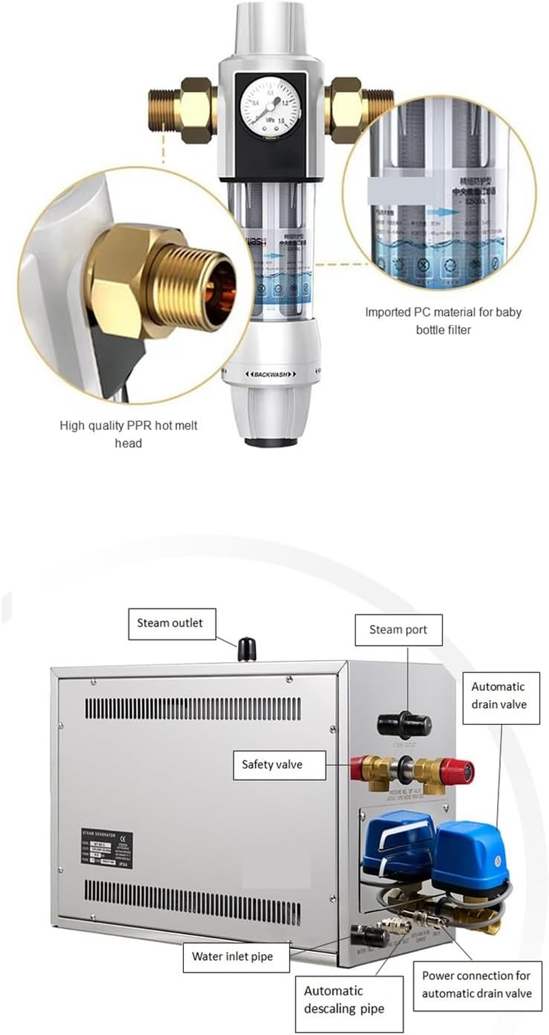 Sauna Steamer, Luxury 6KW Spa Shower Steamer Sauna Steam Bath Generator,Sauna Automatic Draining Steam Bath image number 4