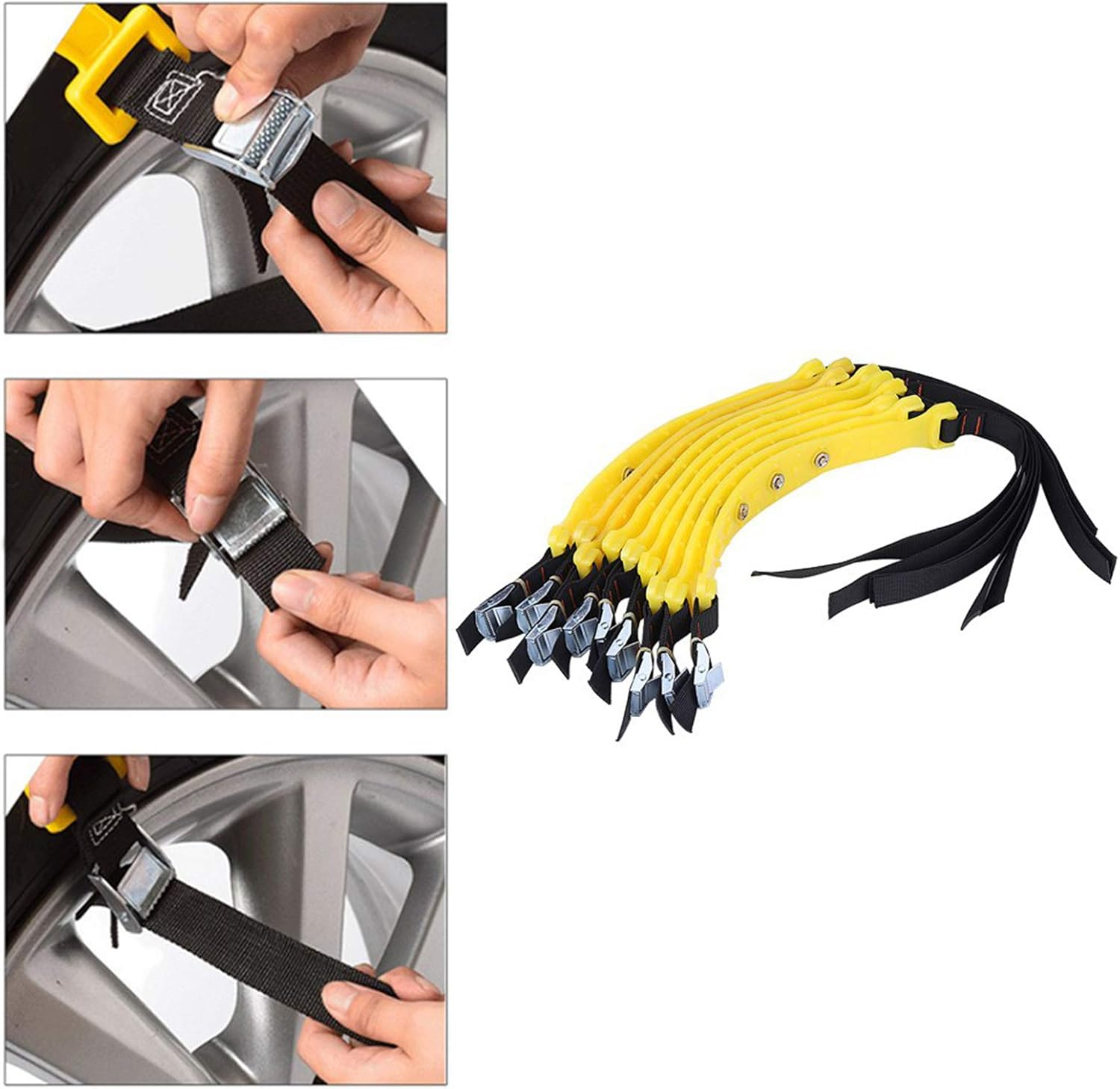 10Pcs Tire -Skid Belts Universal Fit 185-225Mm for Snow, Ice, Mud - Chains for Car, Truck, SUV