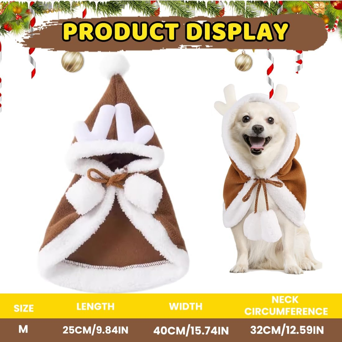 GXGM Clothes for Pets Santa Claus, Pet Christmas Costume, Cats Dogs Christmas Costume, Christmas Pet Clothes, for New Year Christmas Party Cute Cats and Dogs Costume(C) image number 4