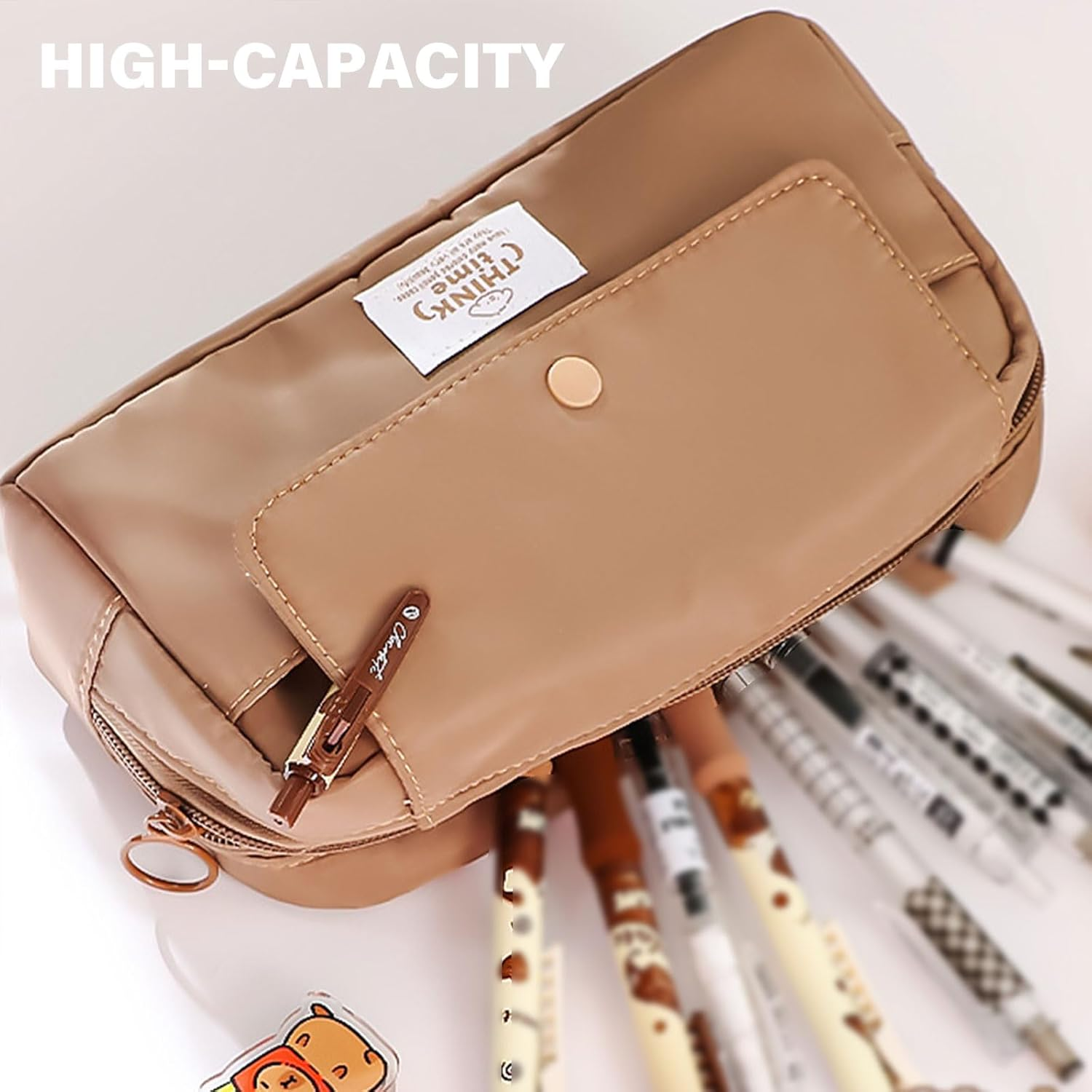 Practical Spacious Pencil Storage Bag with Zipper for School Office Supplies Durable Material Home Accessories image number 4